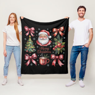 Retro Red Coquette Christmas Cute Xmas Holiday Fleece Blanket