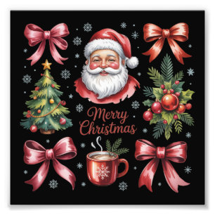 Retro Red Coquette Christmas Cute Xmas Holiday Photo Print