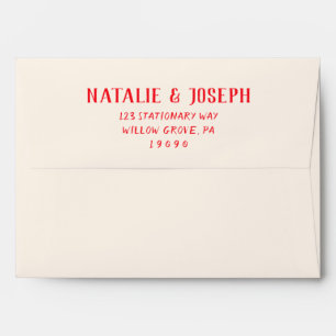 Retro Red & Creamy Hand-Written Bold Wedding  Envelope
