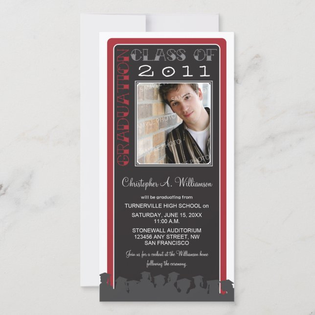 Retro Red Custom Graduation Announcement (Front)