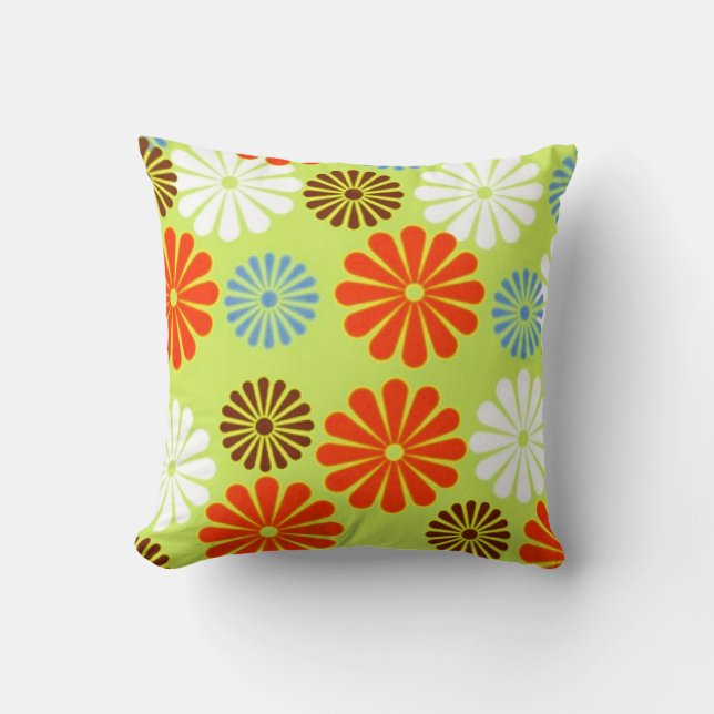 Retro Red Daisy Cushion (Front)
