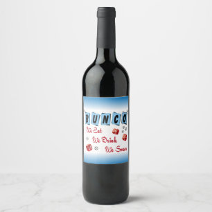 Retro Red Dice Bunco  Wine Label