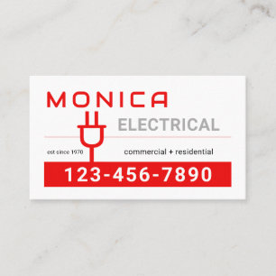 Retro Red Electric Power Plug Business Card