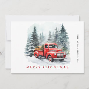 Retro Red Farm Truck Country Christmas Greeting Holiday Card