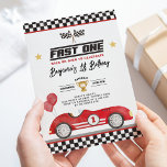 Retro Red Fast One Race Car Boy 1st Birthday Invitation<br><div class="desc">Start your engines and prepare for a birthday party that will leave everyone breathless! Rev up the excitement with our "Fast One" invitation and create memories that will have everyone racing back for more. Let the adventure begin as you celebrate your little speedster's 1st birthday in style!</div>