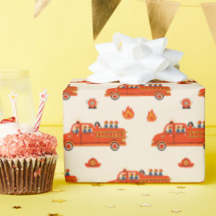 Retro Red Firetruck Wrapping Paper