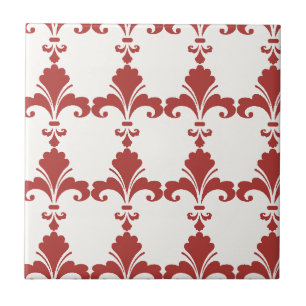 Retro Red Fleur-De-Lis Pattern Ceramic Tile