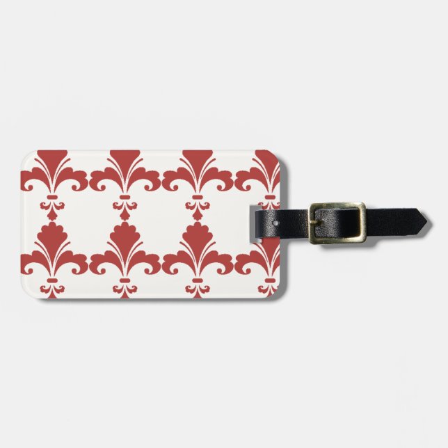 Retro Red Fleur-De-Lis Pattern Luggage Tag (Front Horizontal)