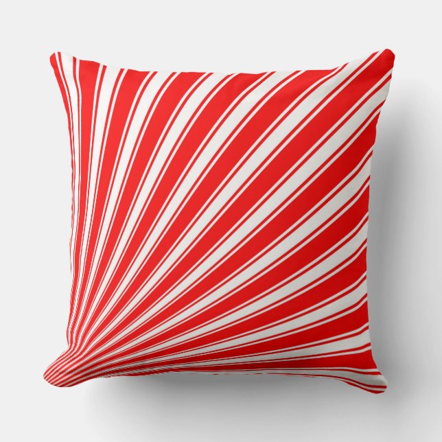 Retro Red Funky Sun Rays Background Cushion (Front)