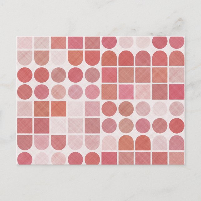 Retro Red Geometric Pattern Postcard (Front)