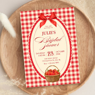 Retro red gingham picnic bridal shower invitation