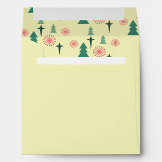 Retro Red Green and Cream Christmas Pattern Square Envelope