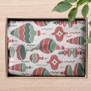 Retro Red Green Christmas Bauble Decorations Tissue Paper