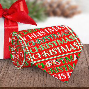 Retro Red Green Christmas Typography Tie