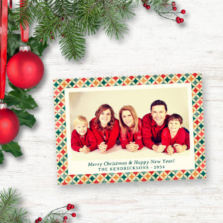 Retro Red/Green/Gold Stars Holiday Photo
