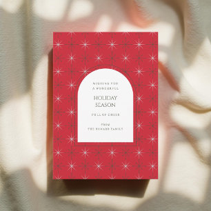 Retro Red Green Mid Century Modern Holiday Card