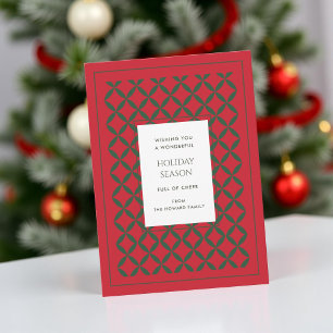 Retro Red Green Mid Century Modern Holiday Card