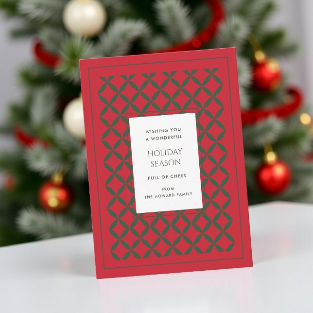 Retro Red Green Mid Century Modern Holiday Card (Creator Uploaded)