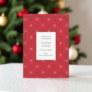 Retro Red Green Mid Century Modern Holiday Card