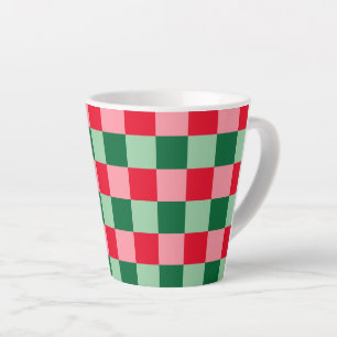 Retro Red Green Pink Tartan Plaid Christmas Latte Mug