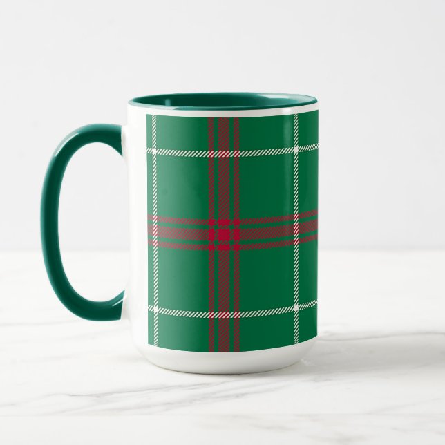 Retro Red Green Plaid  Mug (Left)