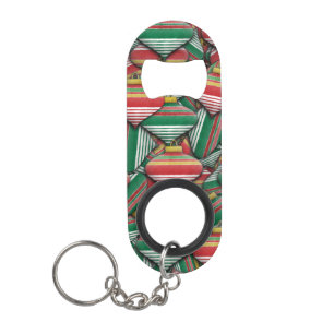 Retro Red Green Striped Ornament Pattern Design