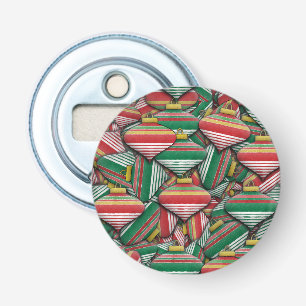 Retro Red Green Striped Ornament Pattern Design Bottle Opener