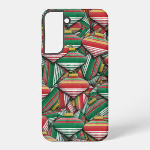 Retro Red Green Striped Ornament Pattern Design Samsung Galaxy Case