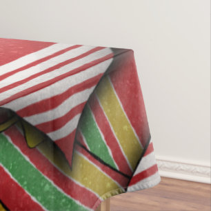 Retro Red Green Striped Ornament Pattern Design Tablecloth