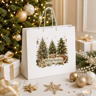 Retro Red Green Vintage Christmas Gift Bag Design