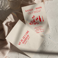 Retro Red Hand Drawn Scribble Quirky Chic Wedding