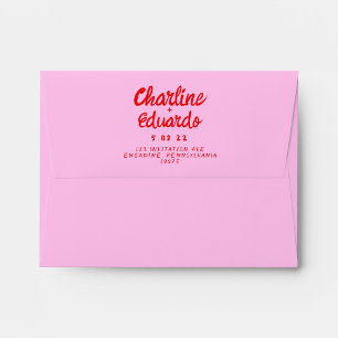 Retro Red Handwriting Wedding  Rubber Stamp