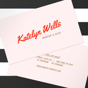 Retro Red Handwritten Script Typography Pink Business Card
