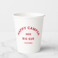 Retro Red Happy Camper Crest Custom Camping