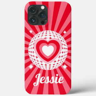 Retro Red Heart Personalised Name iPhone 13 Pro Max Case