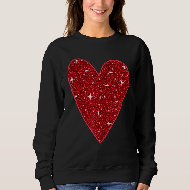 Retro Red Heart Valentine's Day Women Girls Sweatshirt (Front)