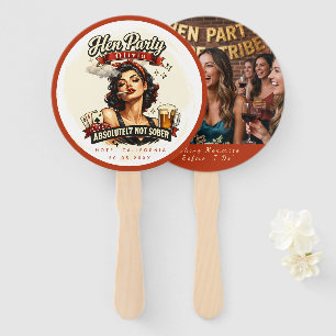 Retro Red Hen Party Custom Name Date Place Phone Hand Fan