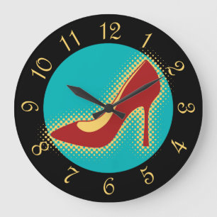 Retro Red High Heel Shoe Large Clock