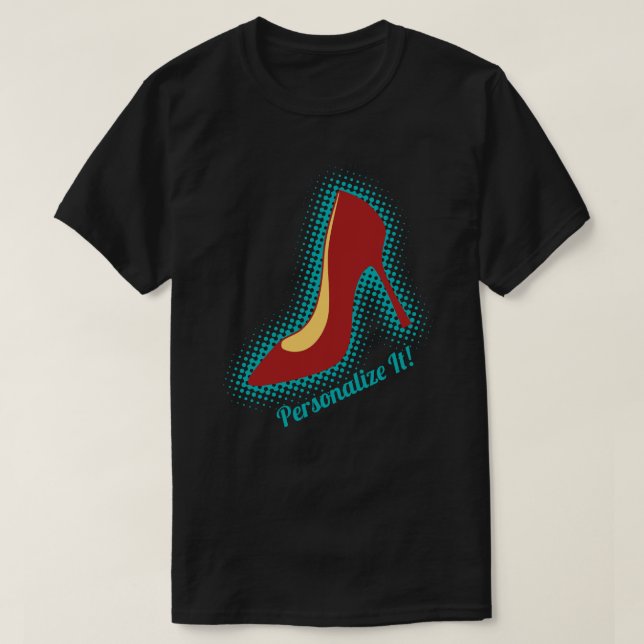 Retro Red High Heel Shoe T-Shirt (Design Front)