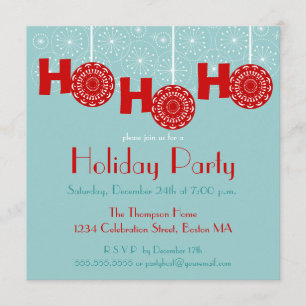 Retro Red Ho Ho Ho Holiday Party Invitation