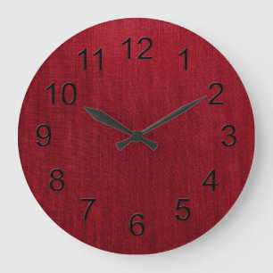 Retro Red Jeans Denim Texture Large Clock