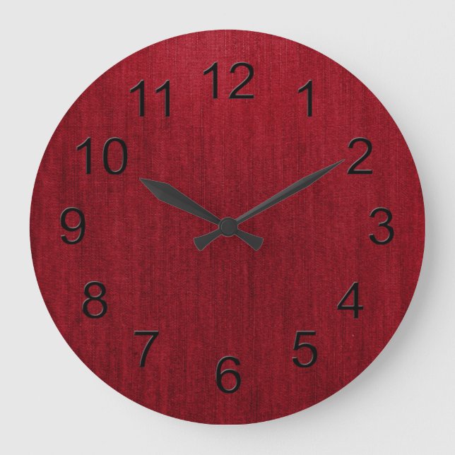 Retro Red Jeans Denim Texture Large Clock (Front)