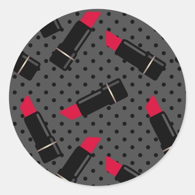 Retro, red lipstick classic round sticker (Front)