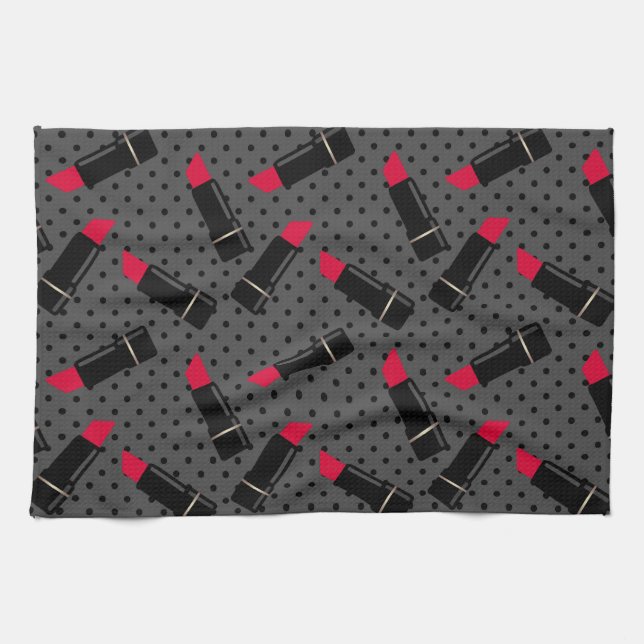 Retro, red lipstick tea towel (Horizontal)