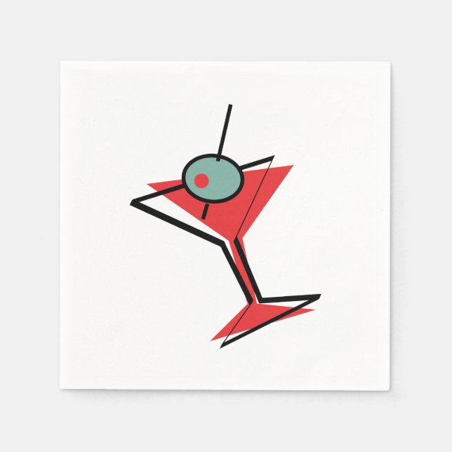 Retro Red Martini Napkin (Front)