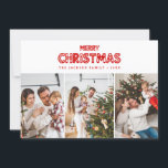 Retro Red Merry Christmas  Holiday Card<br><div class="desc">This Retro Red Merry Christmas Holiday Card features a bold, vintage-inspired “Merry Christmas” design in vibrant red, paired with a clean and modern three-photo collage layout. It’s the perfect way to showcase your favourite holiday moments in a stylish and festive way. Easily customisable — add your family name, year, and...</div>