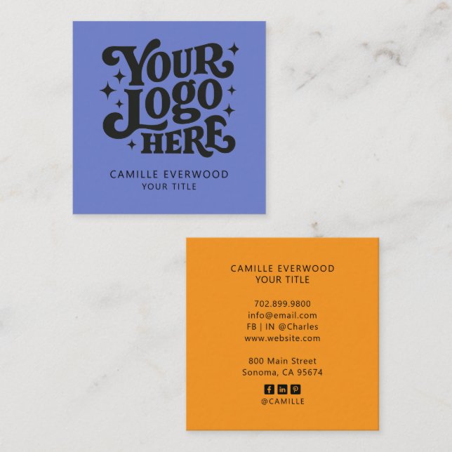 Retro Red Mustard Custom Company Logo Square Business Card (Front/Back)