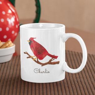 Retro Red Northern Cardinal Cute Vintage-Inspired Coffee Mug