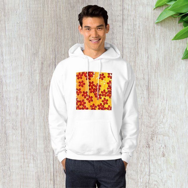 Retro Red Orange Floral Hoodie (Creator Uploaded)