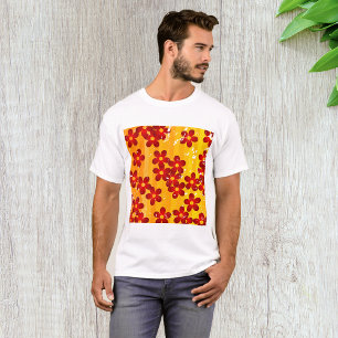 Retro Red Orange Floral T-Shirt